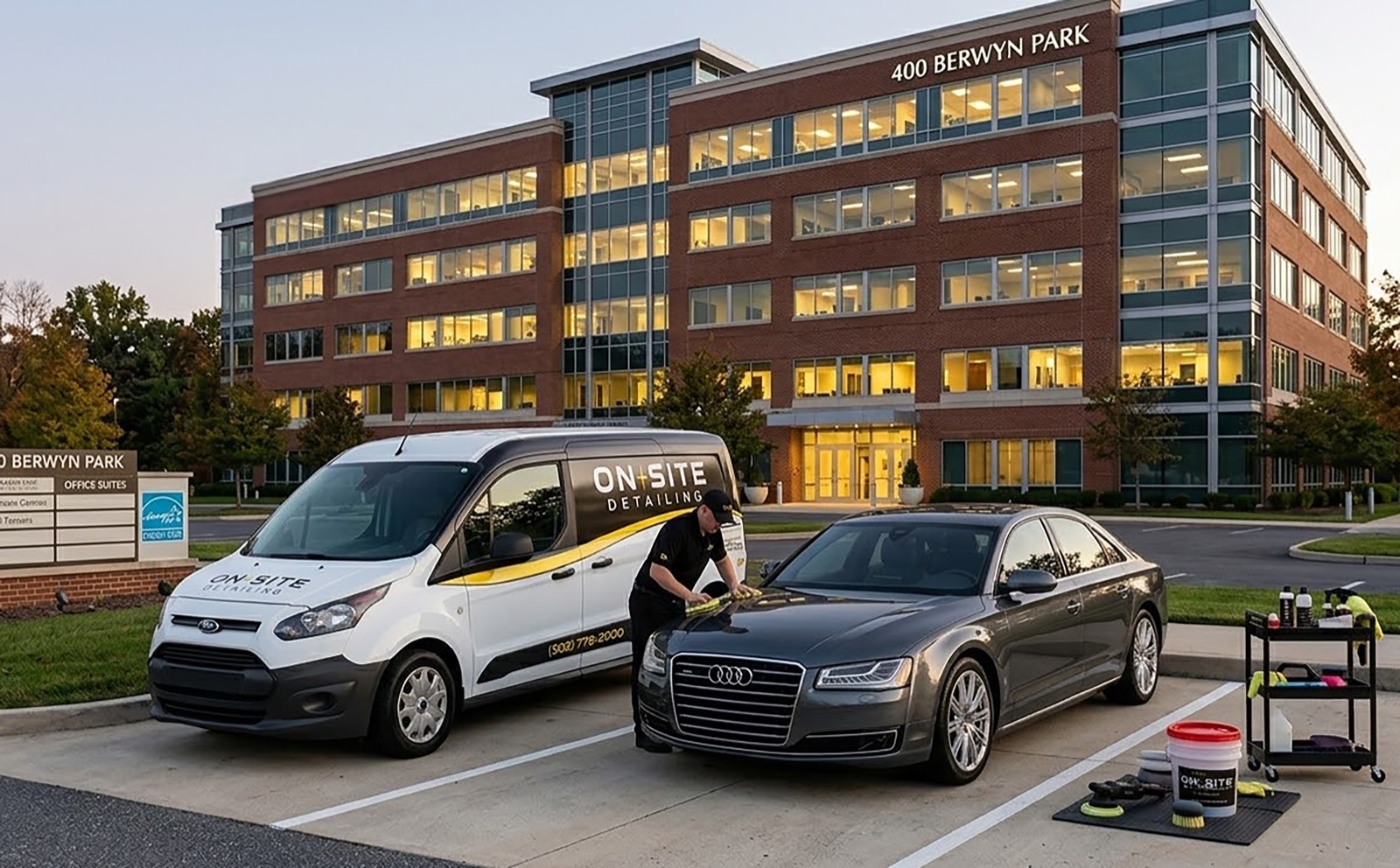 On-Site Detailing van at office building